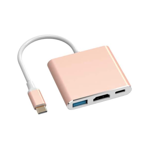 Lukyamzn Rose Gold USB C to HDMI Adapter Type-C Multiport AV Converter with 4K HDMI Output USB3.0 and 100W Fast Charging