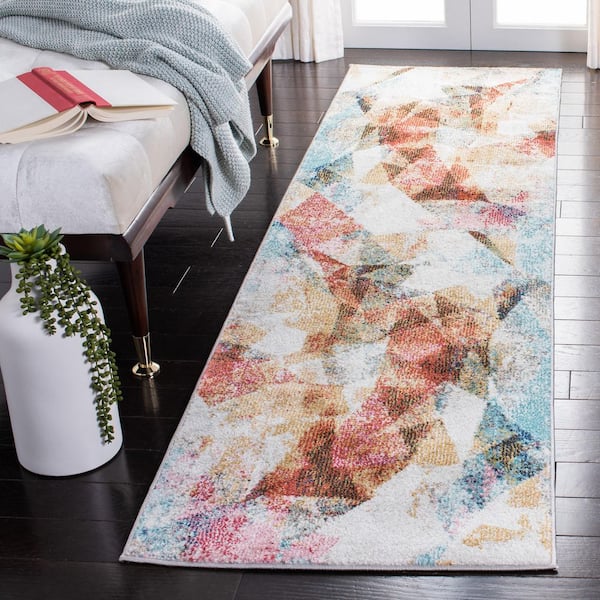 Phoenix 2 ft. x 10 ft. Ivory/Terracotta Gradient Abstract Geometric Runner Rug