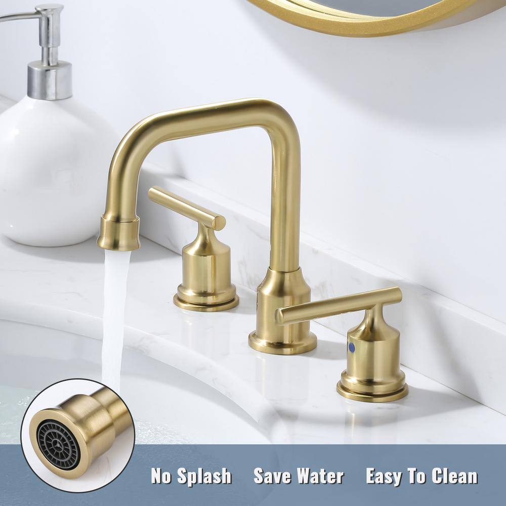 Brushed Gold 8-Inch Widespread Double Handle Bathroom Faucet Set