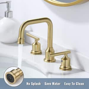 8 in. Widespread 2-Handle Bathroom Faucet with Pop Up Drain, 3 Hole Bathroom Sink Faucet in Brushed Gold (2 Pack)