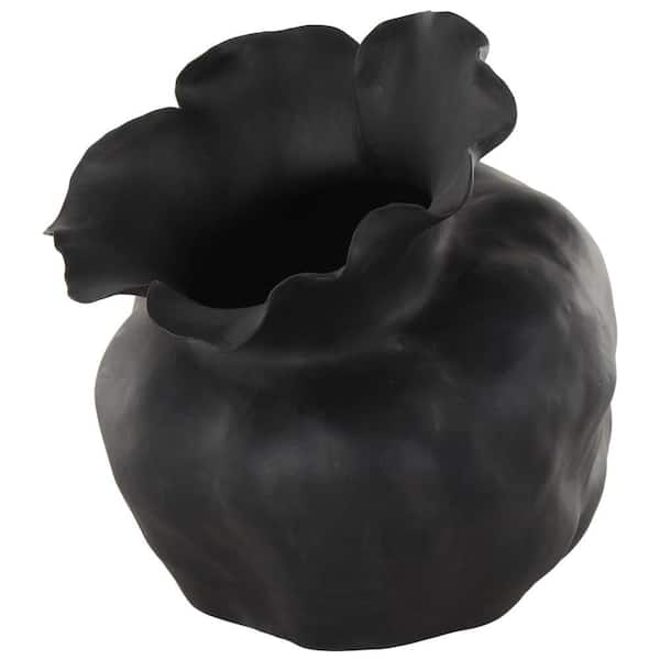 Litton Lane Black Floral Inspired Ceramic Abstract Decorative Vase