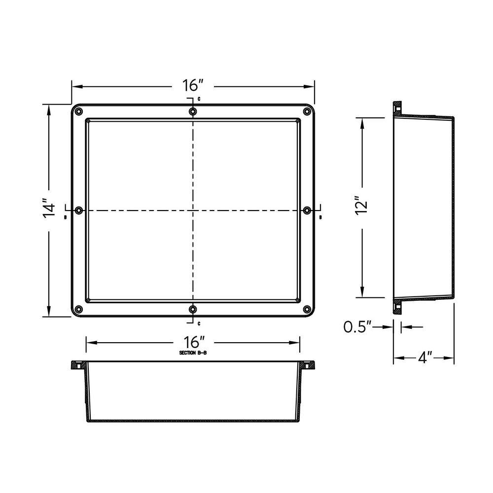 Black Plastic Recessed Shower Niche with Single Shelf