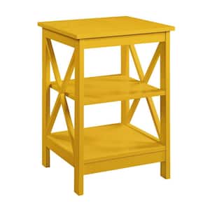 Oxford 15.75 in. Yellow Standard Square MDF End Table with Shelves
