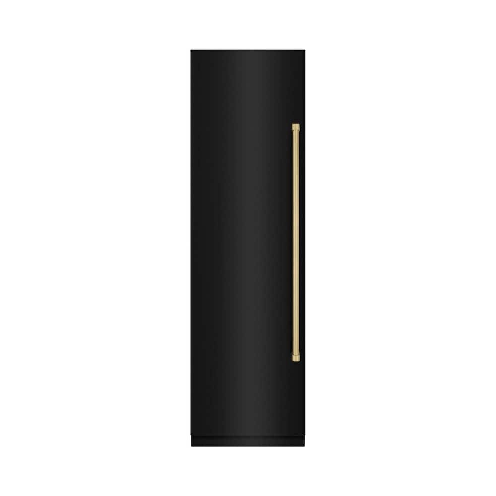 24 in. 12.4 cu. ft. Black Stainless Upright Column Freezer with Graphite Gray Interior and Champagne Bronze Accents
