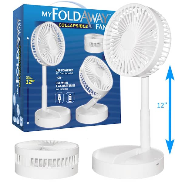 My Foldaway Fan 2- in-1 Adjustable Height 11.8 in. Unique Foldable and Portable Mini Table Pedestal Fan