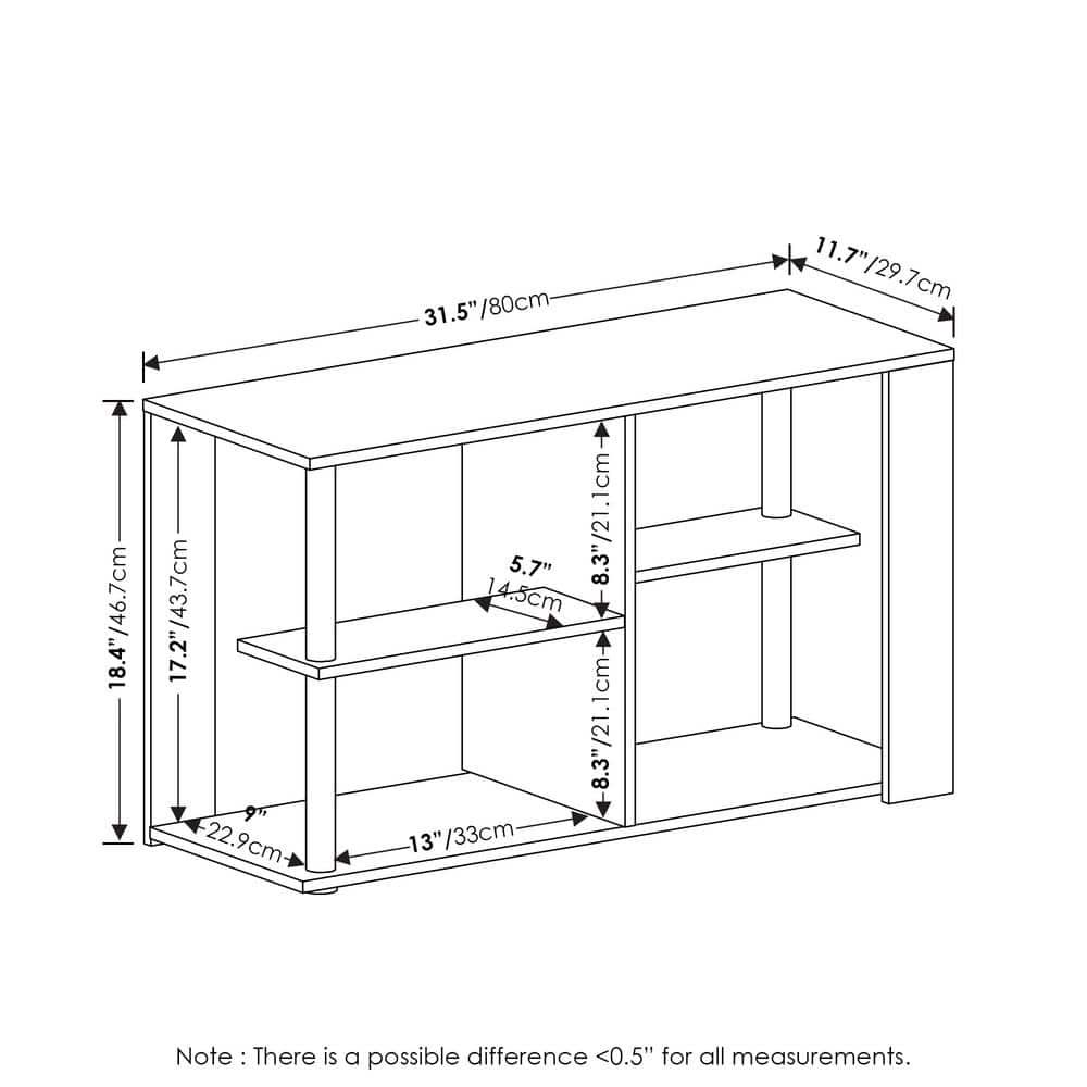 Sleek Black Rectangular End Table with Storage Shelves