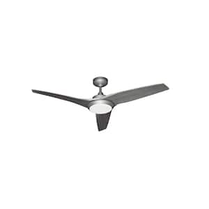 Evolution 52 in. Integrated LED Indoor/Outdoor Brushed Nickel Ceiling Fan with Light and Remote Control