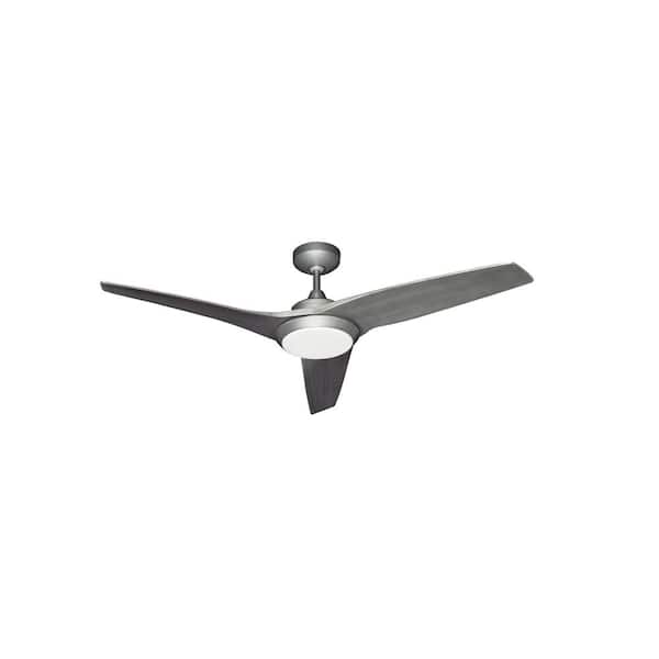TroposAir Evolution 52 in. Integrated LED Indoor/Outdoor Brushed Nickel Ceiling Fan with Light and Remote Control