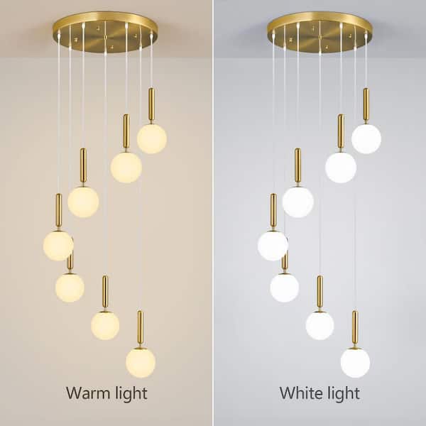 ZHLWIN Home Lighting 40W 7-Light Mid Century Gold Retro Round