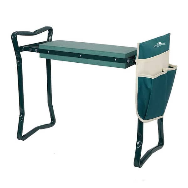 TIRAMISUBEST 10 in. D x 23.5 in. W x 19.5 in. H Foldable Gardening Kneeling Bench with Tool Bag in Green