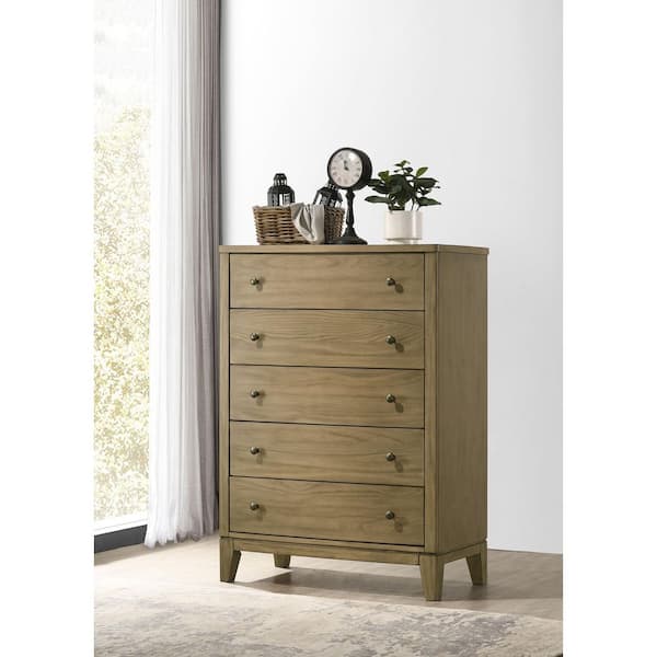 Granada Natural Pine 5-Drawer 35.25 in. Chest of Drawers