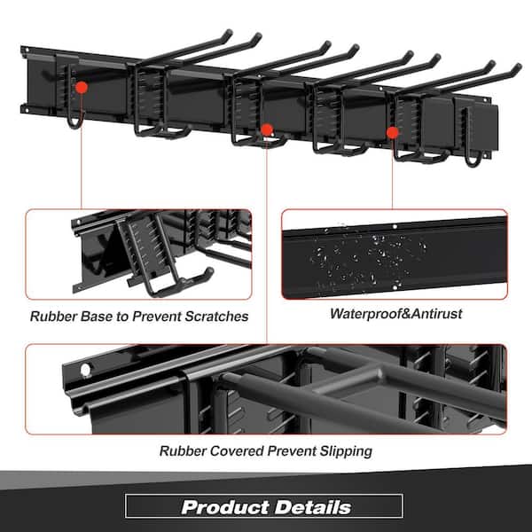 Sttoraboks - 51 in. Garage Tool Storage Steel Rack, 450 lbs. Load Capacity Wall Mounted Storage Organizer System with 8 Hooks