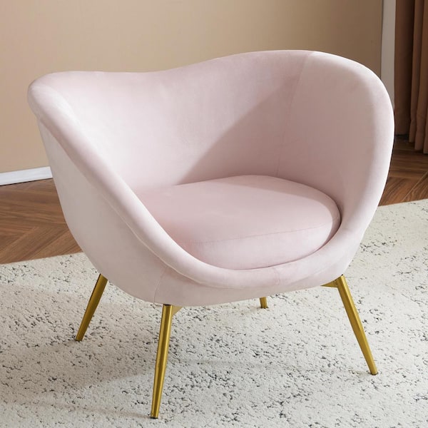 CHRISTOPHER KNIGHT HOME Eryndor Light Pink Modern Upholstered Velvet Arm Chair with Gold Metal Legs