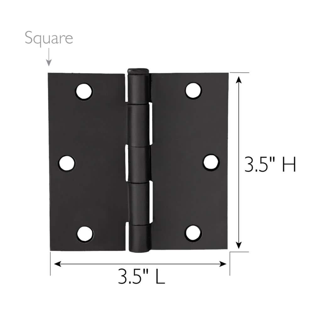 Matte Black Steel Square Corner Door Hinges 3-Pack