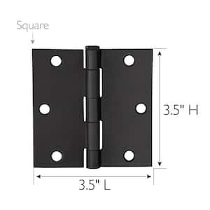 3-1/2 in. Square Corner Matte Black Door Hinge Value Pack (3 per Pack)