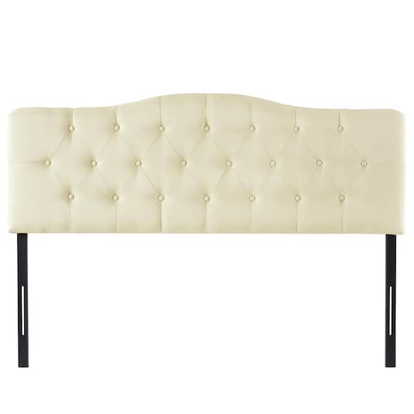 HOMESTOCK Cream Headboard for Full Size Bed, Button Tufted Bed