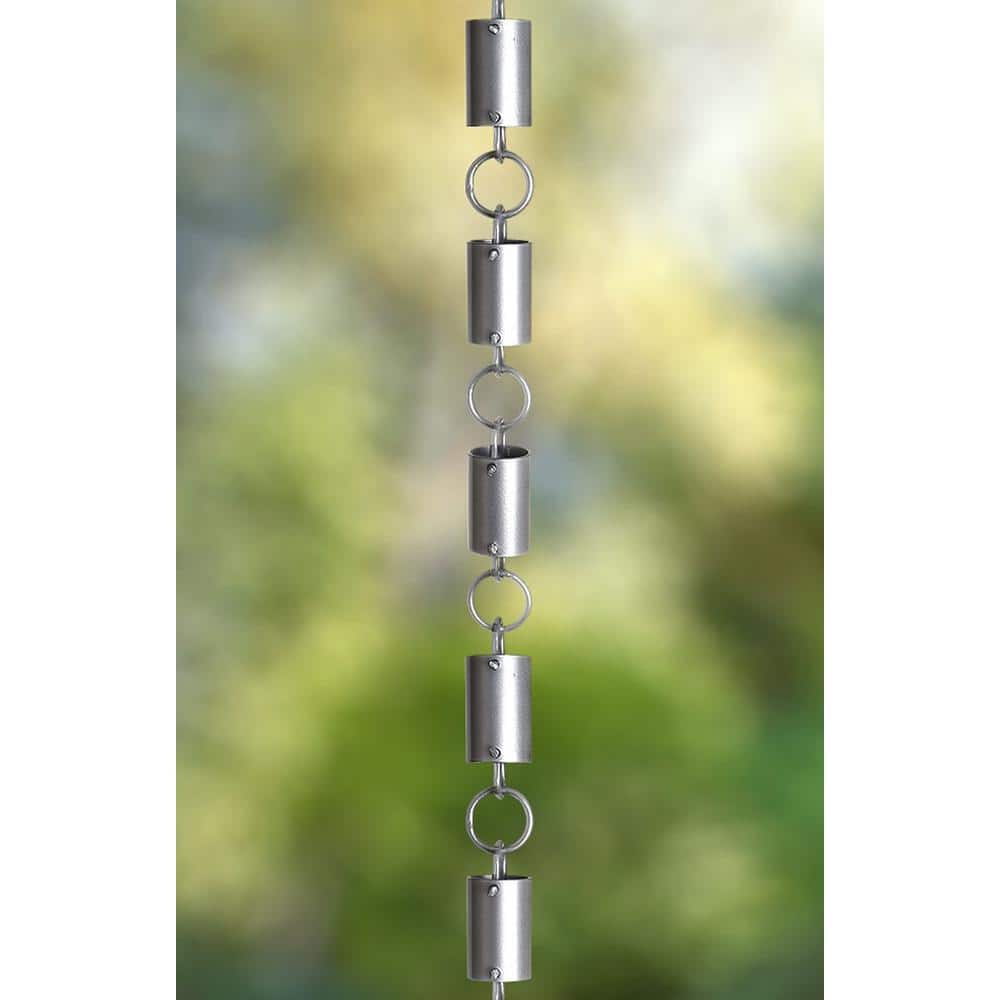Pewter Aluminum Cylinder Rain Chain for Gutters