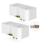 2 Prong to 3 Prong Grounding Adapter Plug, Outlet Extender with 2 AC Outlets (White, 2-Pack)