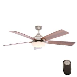Cameron 54 in. Indoor Brushed Nickel Ceiling Fan with Light Kit and Remote Control