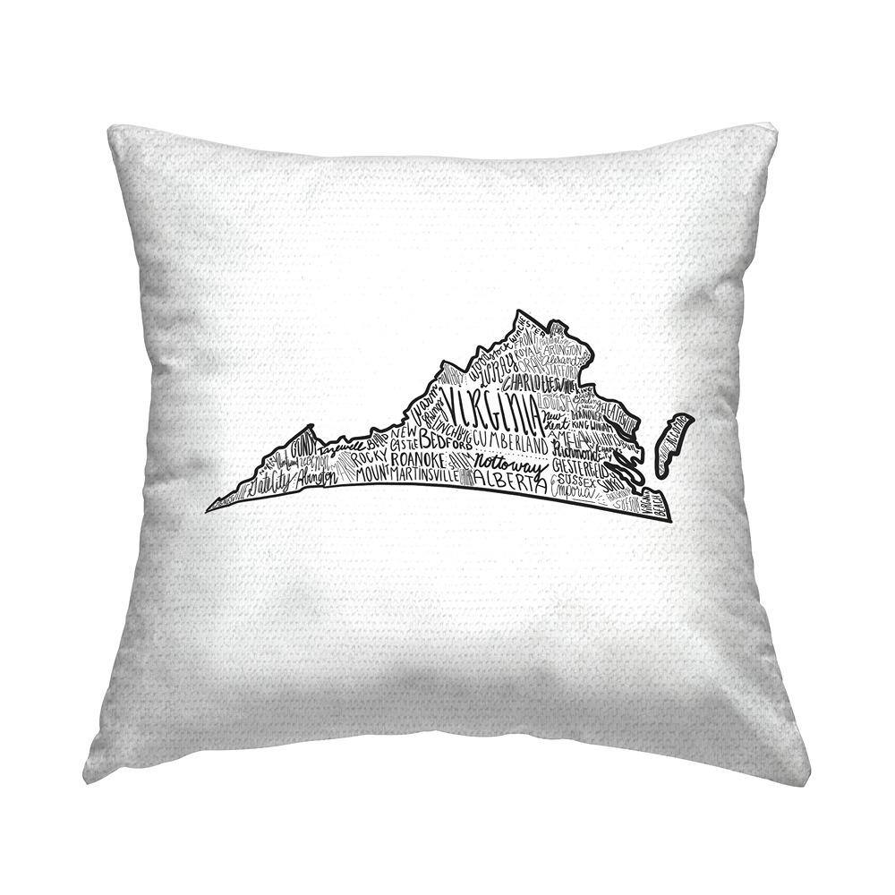 Virginia State Shape Typography Cities Map Black Square Outdoor Throw Pillow price history on PriceWatchPro
