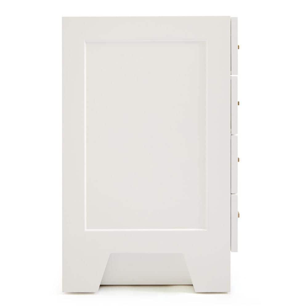 White Wood Freestanding Bathroom Vanity with Brass Hardware, 42 inches