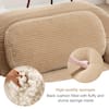 Homy Casa SMZO 152.7 in. Modular Corduroy Sectional Sofa with Ergonomic Curved Armrests, Adjustable Backrest, in. Camel Brown SMZO-FTI-BR