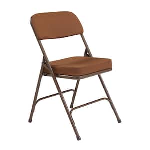 Brown Fabric Padded Folding Chair (Set of 2)