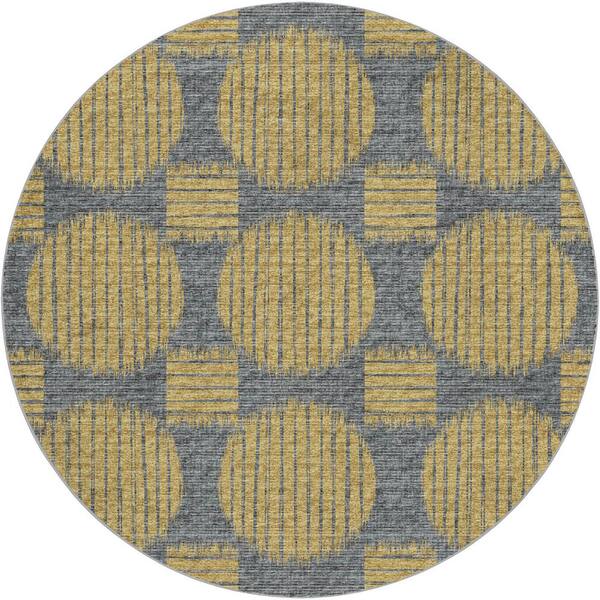 Dream Shag Premium Machine Washable Abstract ADS119 Gilded 8 ft. x 8 ft. Round Rug