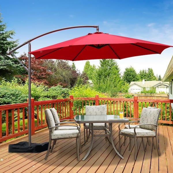 bright orange patio umbrella Nature Spring 9' Patio Umbrella with Easy Crank
