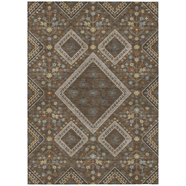 Chantille Machine Washable Indoor/Outdoor Abstract ACN2459 Chocolate 3 ft. x 5 ft. Area Rug