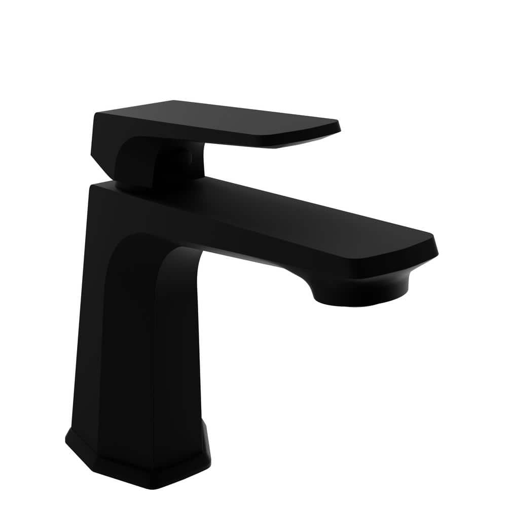 Single-Handle Single-Hole Bathroom Faucet with Pop-Up Drain in Matte Black