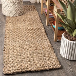Estera Natural Brown Hand Woven Boucle Chunky Jute 2 ft. x 8 ft. Runner Rug