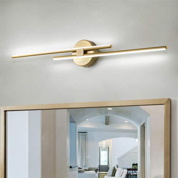 Bourget 31.49 in. 2-Light Gold LED Vanity Light Bar with 6000K for Bathroom, Bedroom, Living Room