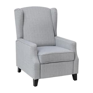 Prescott Traditional Gray Fabric Slim Push Back Recliner Chair with Accent Nail Trim