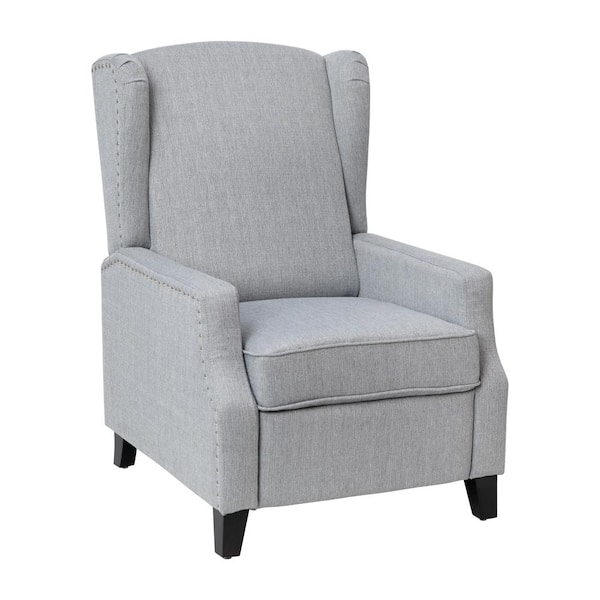 Carnegy Avenue Prescott Traditional Gray Fabric Slim Push Back Recliner Chair with Accent Nail Trim