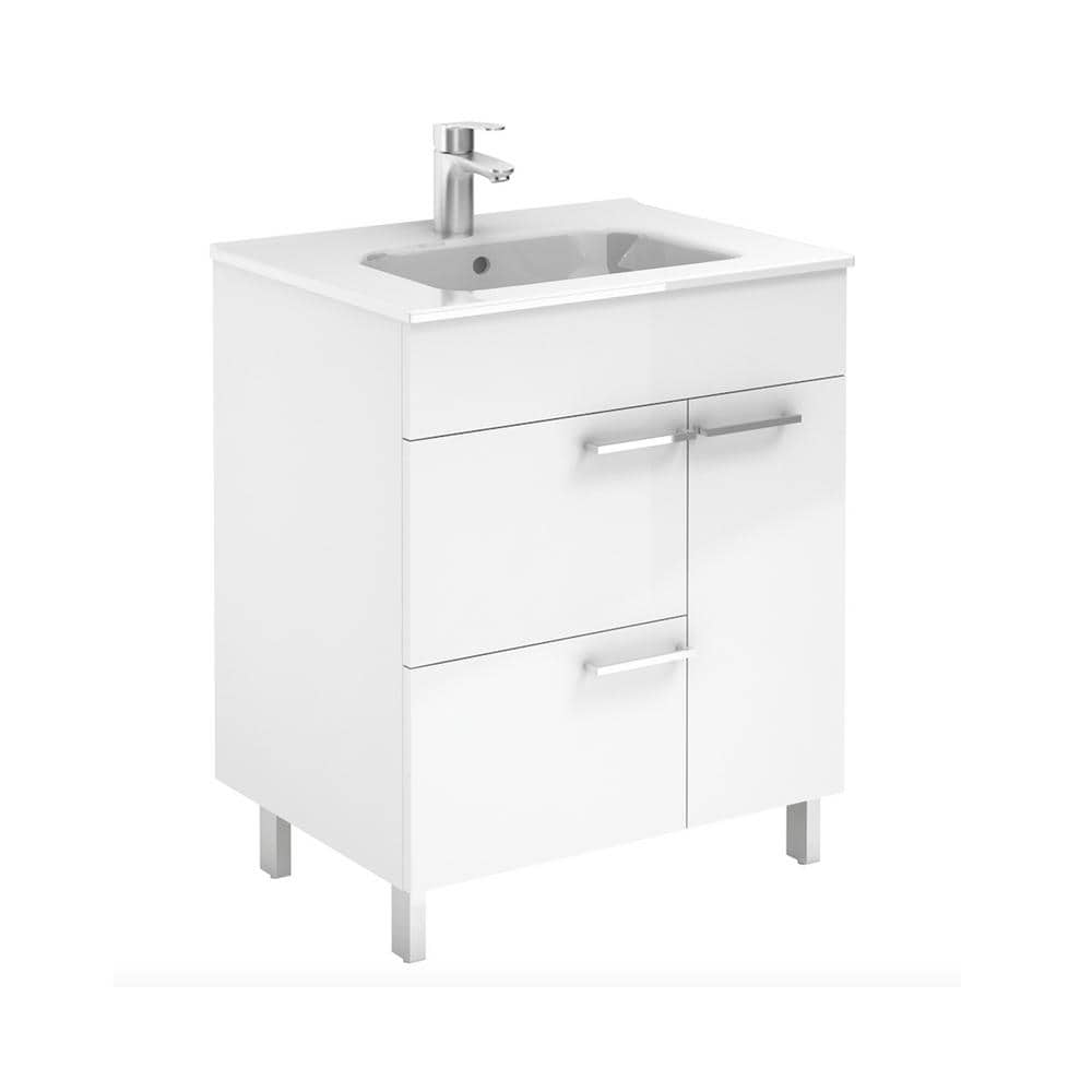 WS Bath Collections Elegance 31.5 in. W x 18.0 in. D x 33.0 in. H Bath Vanity in Glossy White with Vanity Top and Ceramic White Basin, Gloss White -  Elegance 80 WG
