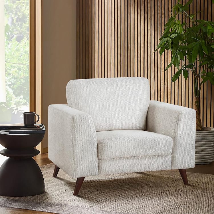 Lazzara Oberon Silver-Cloud Chenille Upholstery Arm Chair