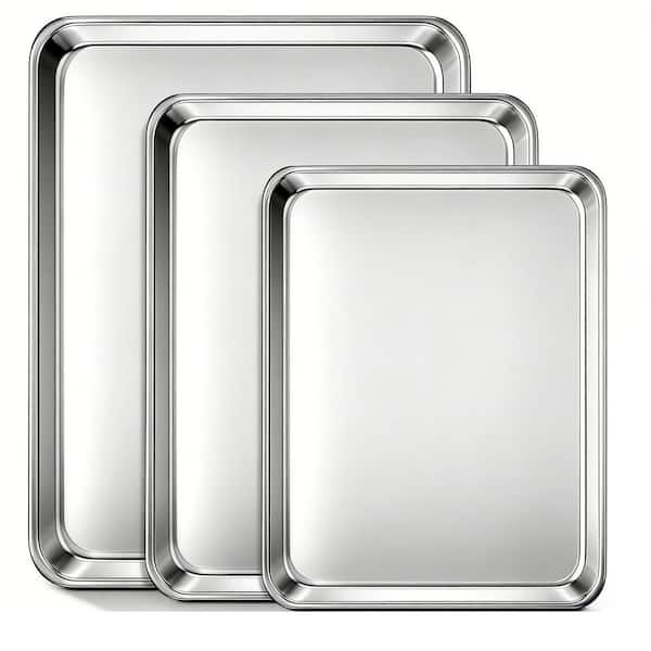 3-Piece Baking Sheets, Commercial Grade Stainless Steel Cookie Sheets for Baking, 12/15.7/17.5 in. Nonstick, Nontoxic