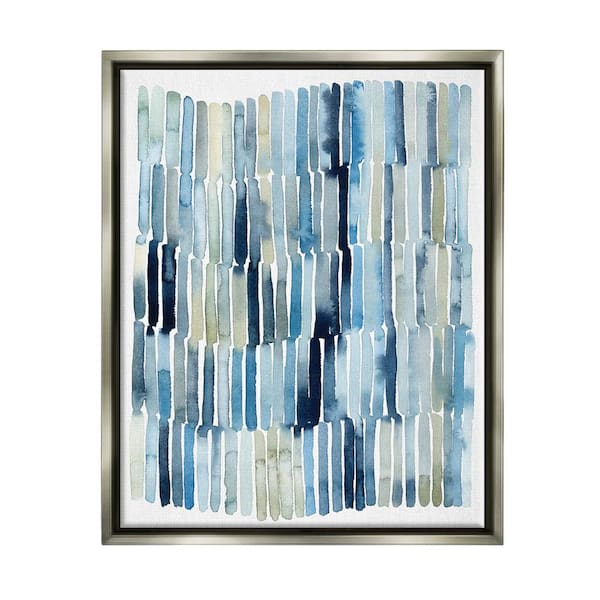The Stupell Home Decor Collection Nautical Inspired Blue Beige Blocked Lines by Grace Popp Floater Frame Abstract Wall Art Print 17 in. x 21 in.