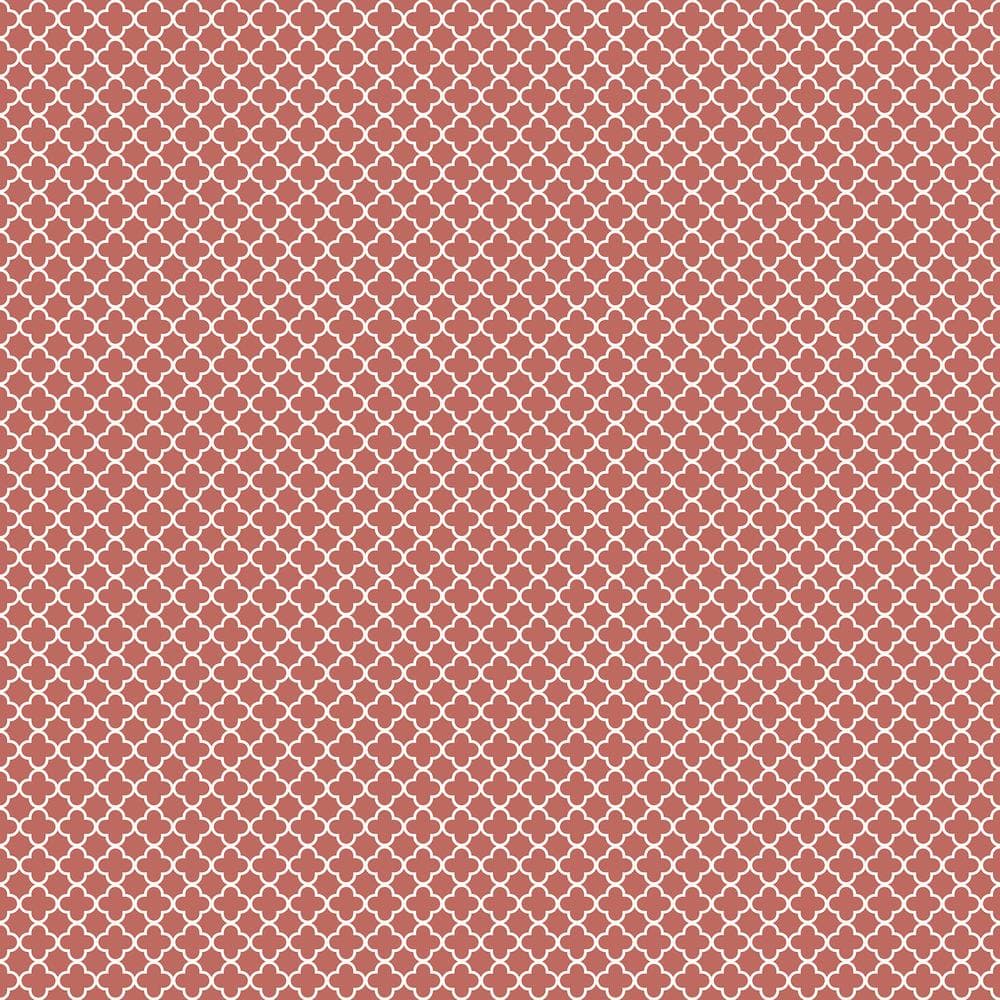 Quatrefoil Medallion Cranberry/White Matte Finish Non-Woven Non-Pasted Wall