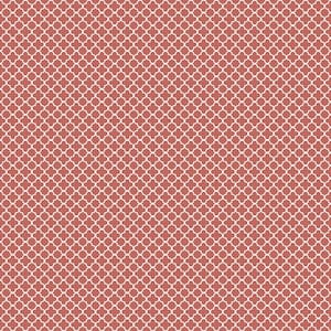 Quatrefoil Medallion Cranberry/White Matte Finish Non-Woven Non-Pasted Wallpaper Roll