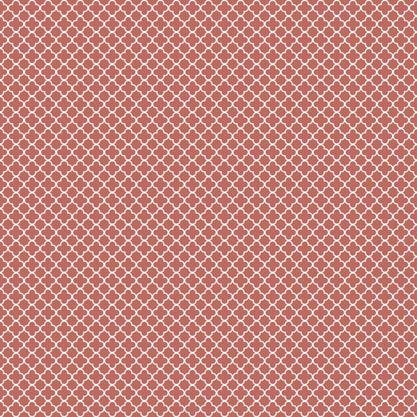 Unbranded Quatrefoil Medallion Cranberry/White Matte Finish Non-Woven Non-Pasted Wallpaper Roll