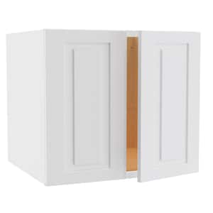 Grayson Pacific White Painted Plywood Shaker Assembled Wall Kitchen Cabinet Soft Close 27 W in. 24 D in. 24 in. H