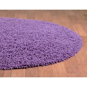 Purple Shag Chenille Twist 5 ft. x 5 ft. Round Area Rug