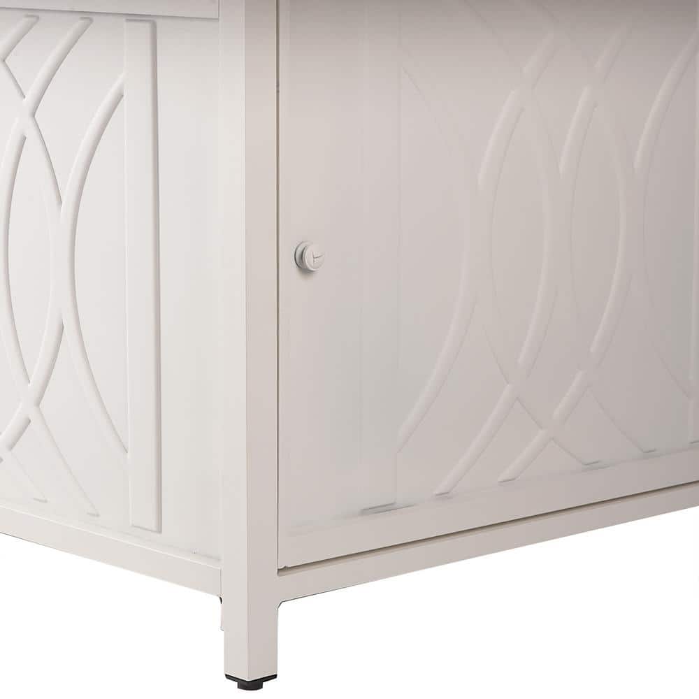 White Cast Aluminum Square Gas Fire Pit Table