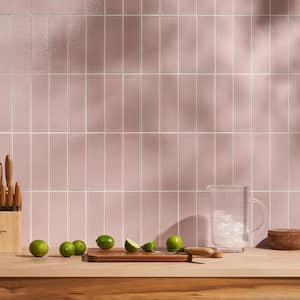 Vibe Blush 2.36 in. x 7.87 in. Glossy Lava Stone Cement Subway Wall Tile (3.88 sq. ft./Case)