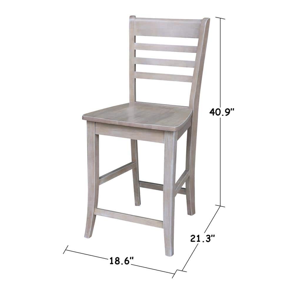 Cosmo Vintage Washed Grey Solid Hardwood 24" Counter Stool