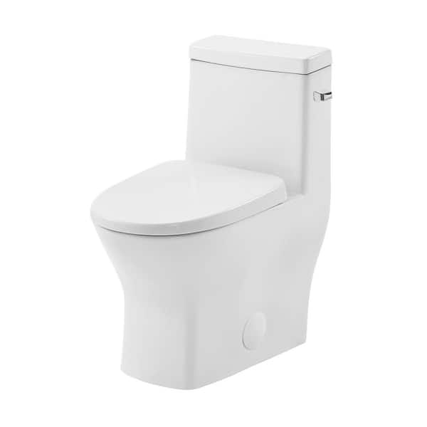 MacKenzie One-Piece 10" Rough-in 1.28 GPF Right-Hand Flush Round Toilet in Glossy White