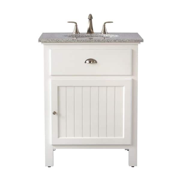 Home Decorators Collection Ridgemore 28 in. W x 22 in. D Bath Vanity in White with Granite Vanity Top in Grey