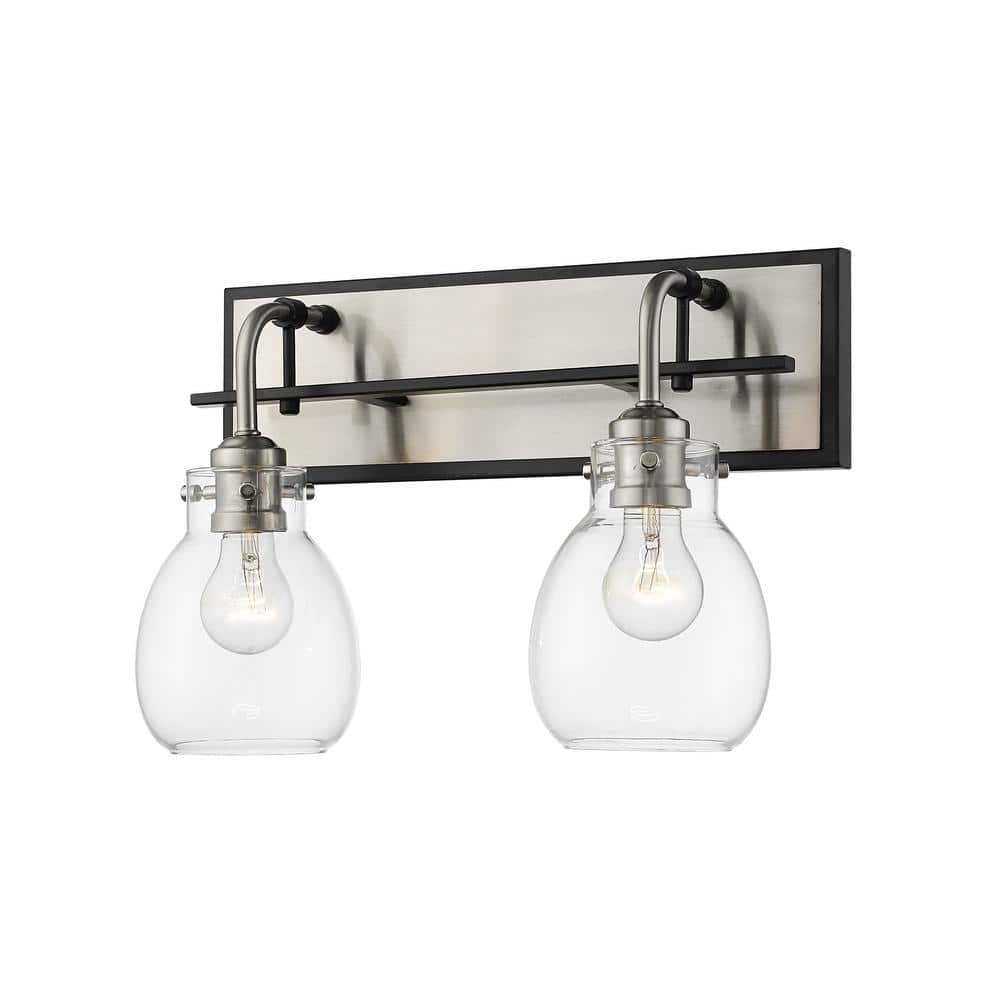 Kraken 16 in. 2-Light Matte Black and Brushed Nickel Wall Sconce Light with